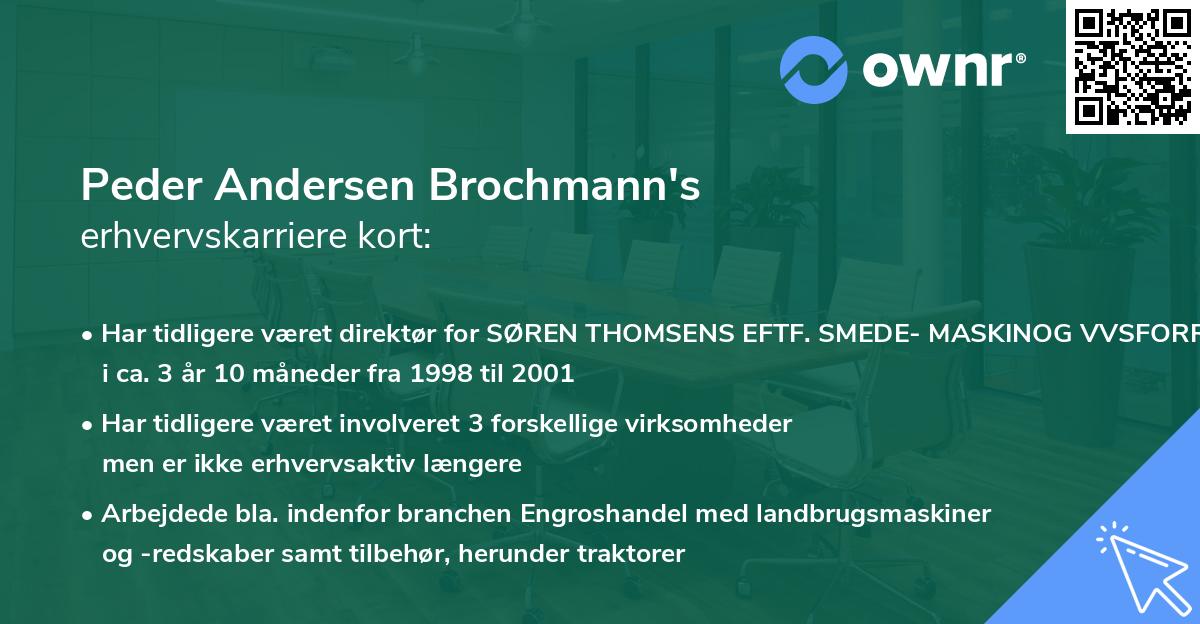Peder Andersen Brochmann's erhvervskarriere kort
