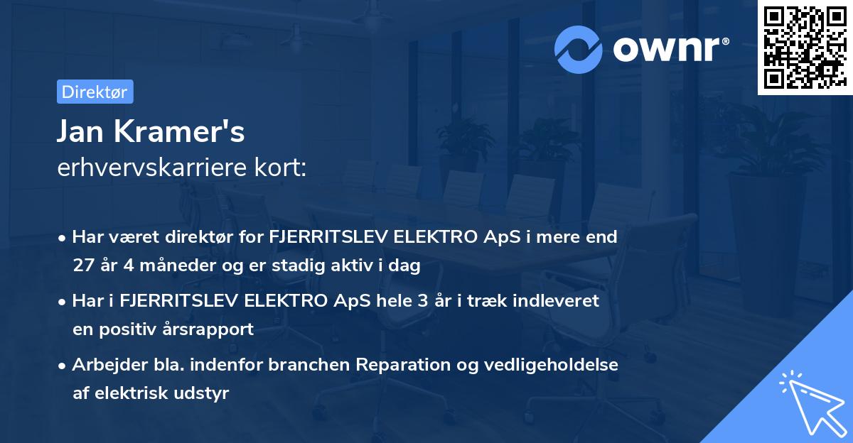 Jan Kramer's erhvervskarriere kort