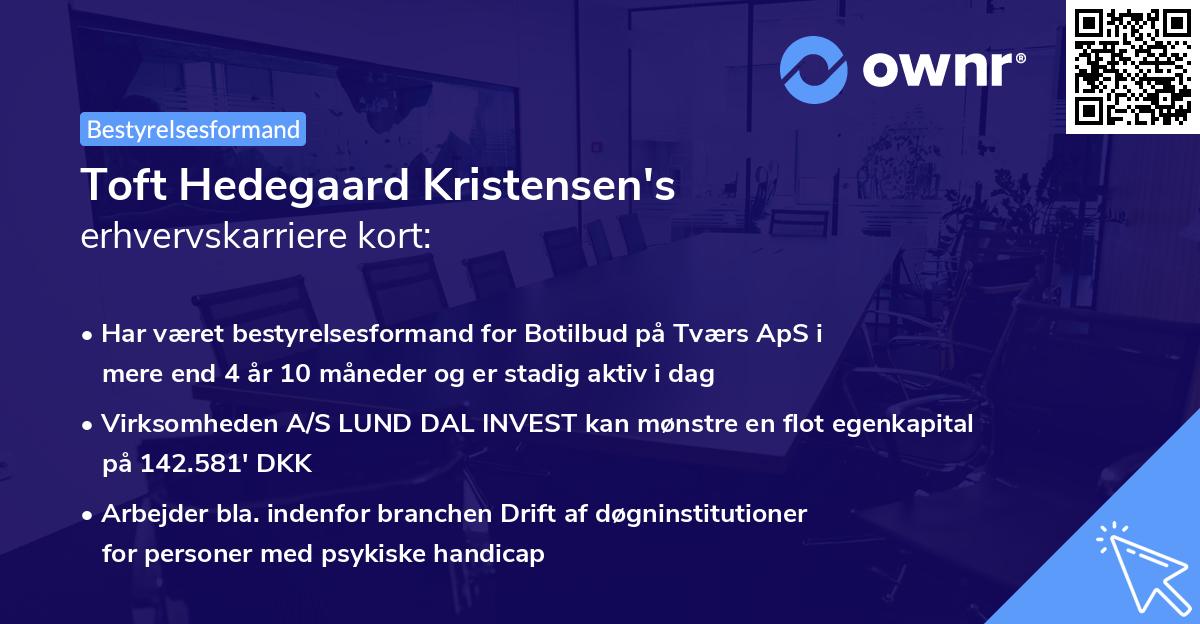 Toft Hedegaard Kristensen's erhvervskarriere kort