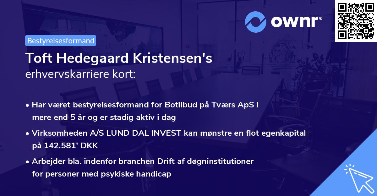 Toft Hedegaard Kristensen's erhvervskarriere kort