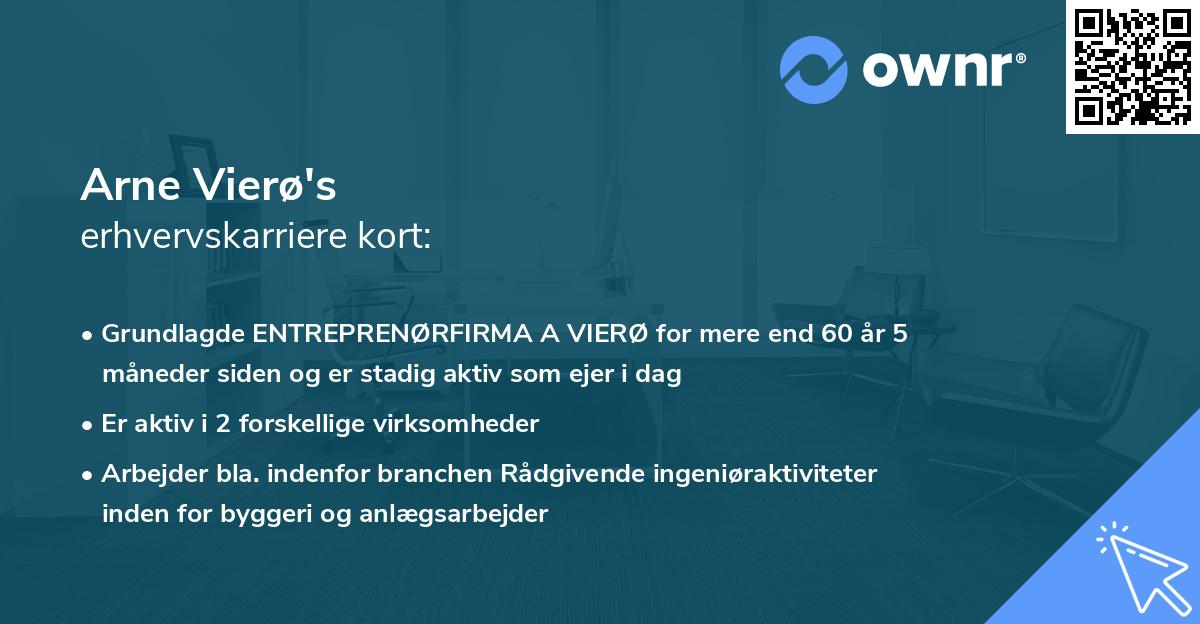 Arne Vierø's erhvervskarriere kort