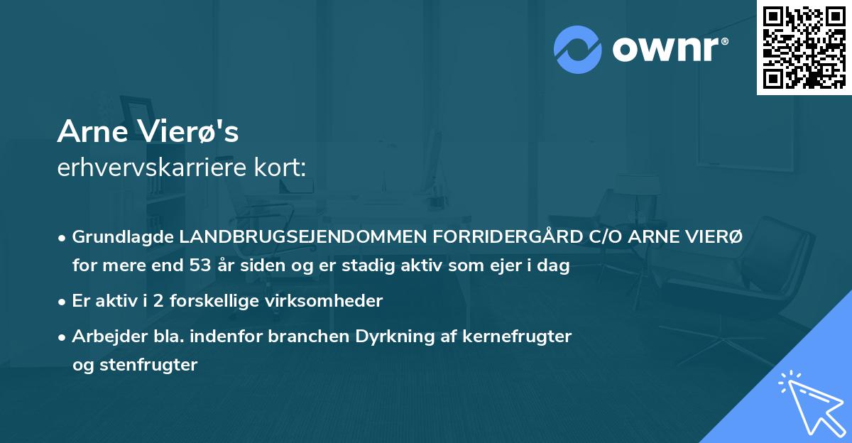 Arne Vierø's erhvervskarriere kort