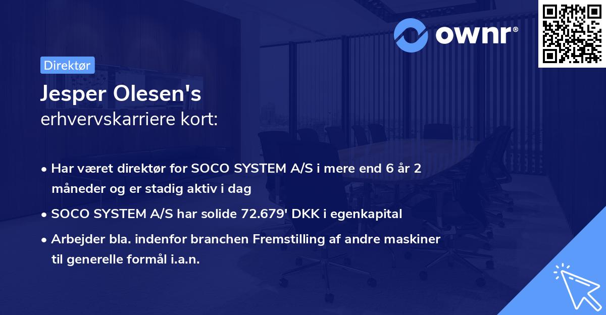 Jesper Olesen's erhvervskarriere kort