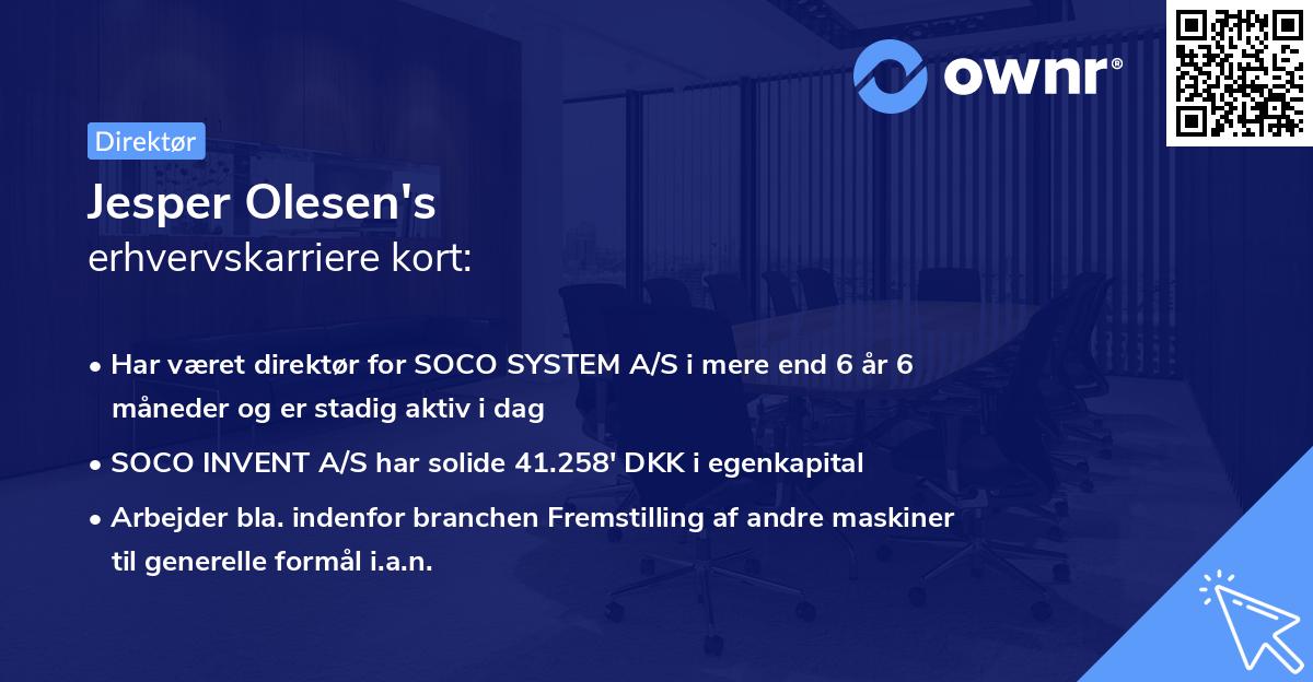 Jesper Olesen's erhvervskarriere kort