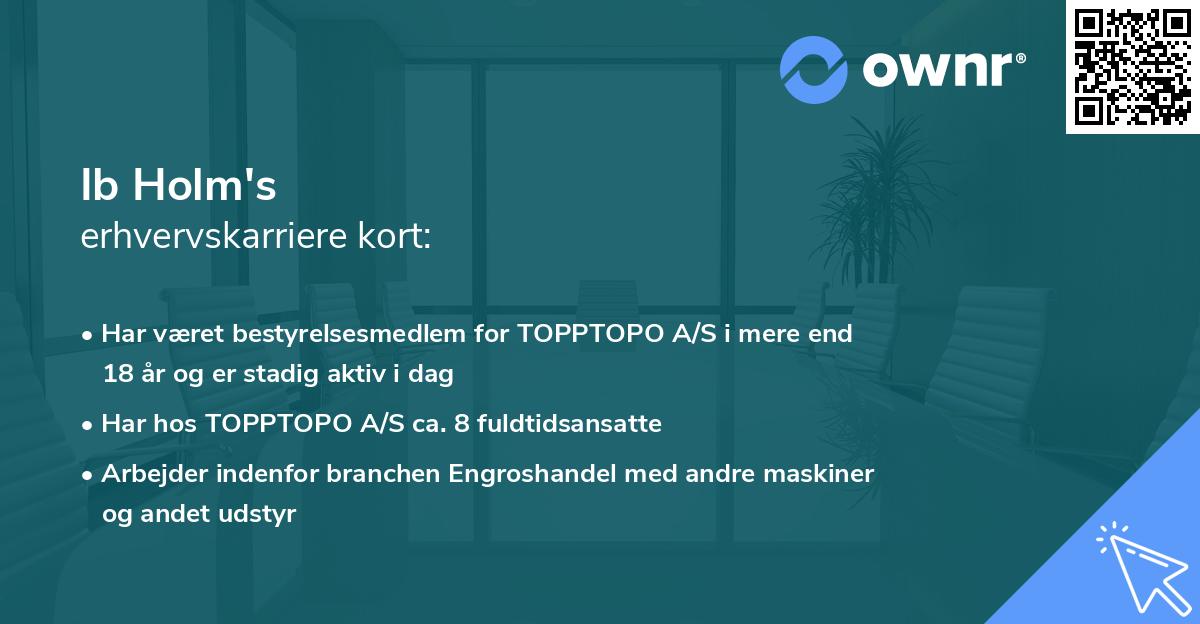 Ib Holm's erhvervskarriere kort