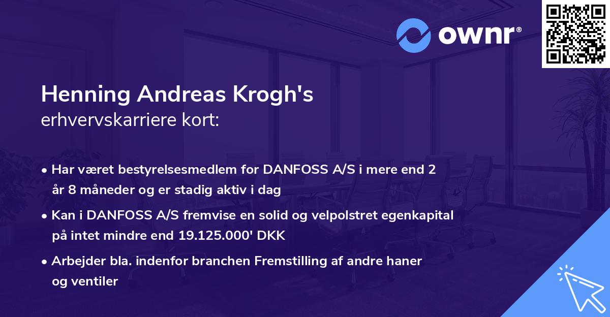 Henning Andreas Krogh's erhvervskarriere kort