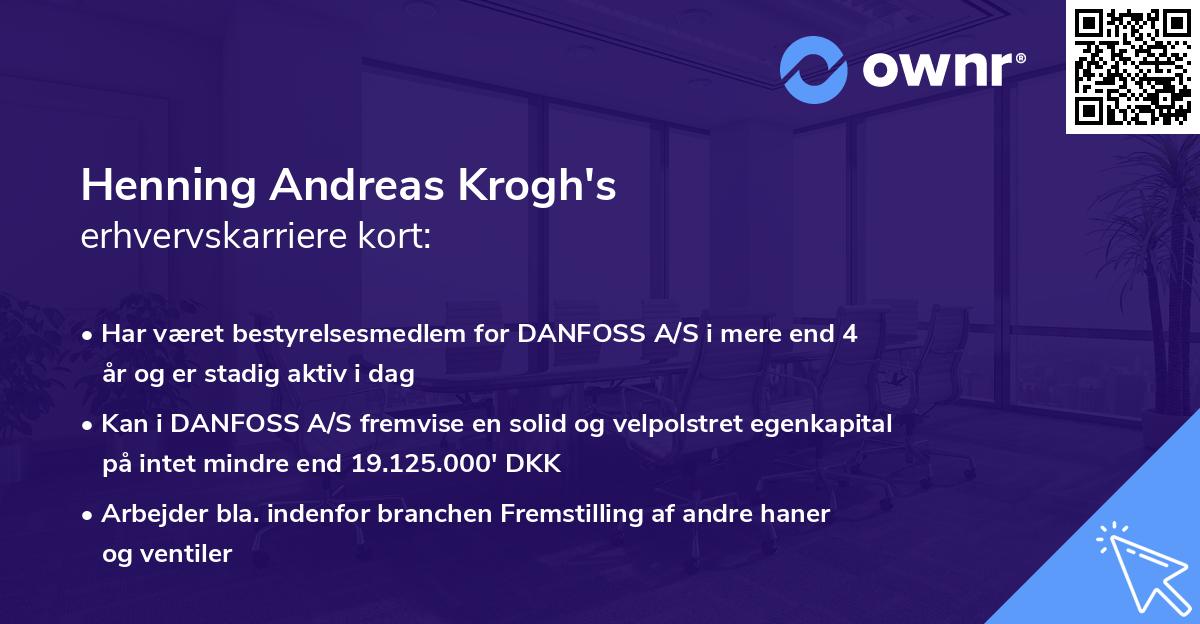 Henning Andreas Krogh's erhvervskarriere kort