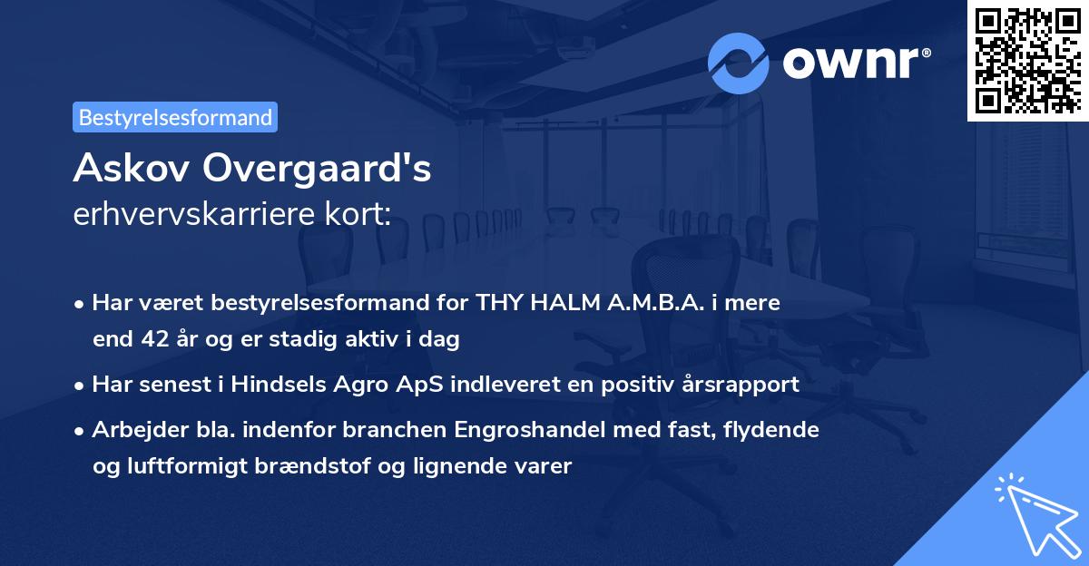 Askov Overgaard's erhvervskarriere kort