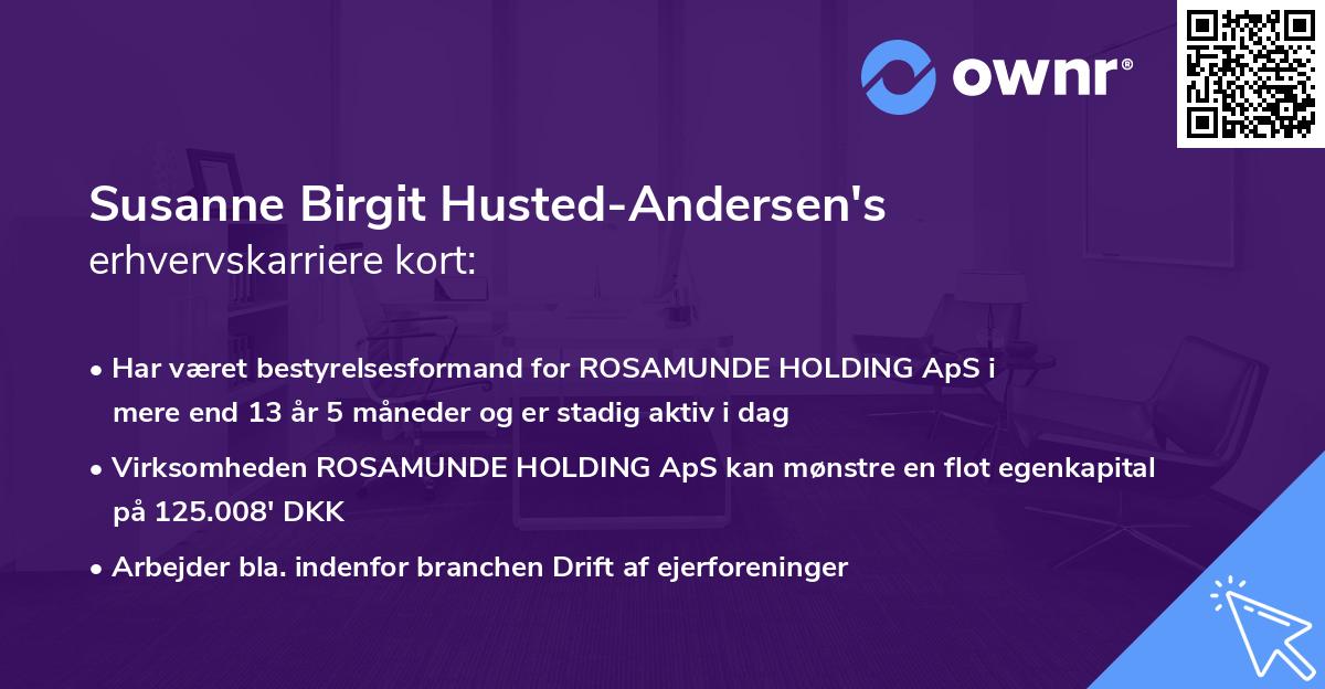 Susanne Birgit Husted-Andersen's erhvervskarriere kort