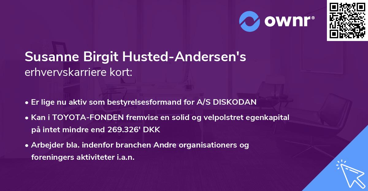Susanne Birgit Husted-Andersen's erhvervskarriere kort