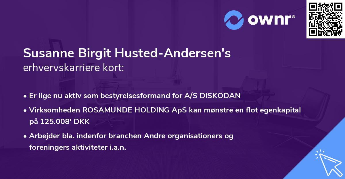 Susanne Birgit Husted-Andersen's erhvervskarriere kort