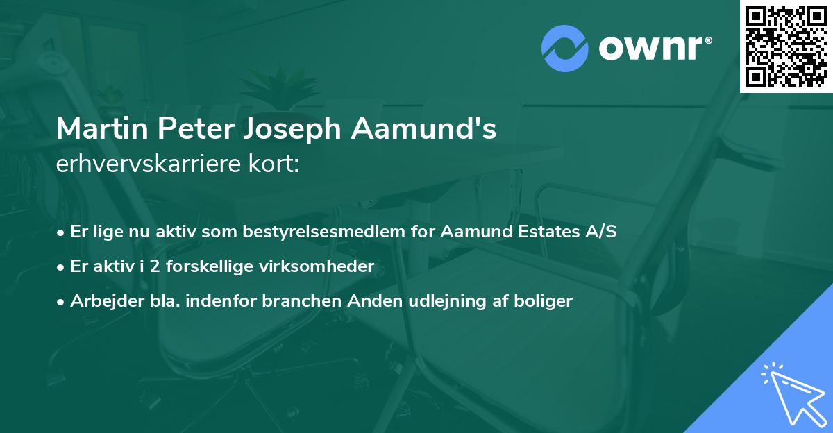 Martin Peter Joseph Aamund's erhvervskarriere kort