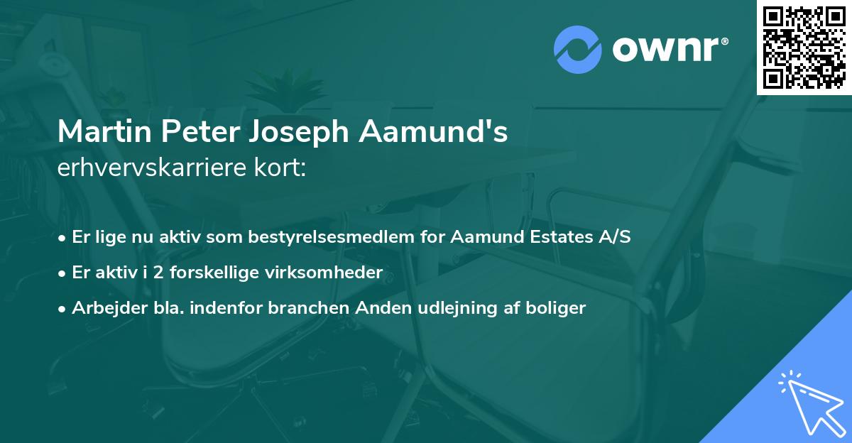 Martin Peter Joseph Aamund's erhvervskarriere kort