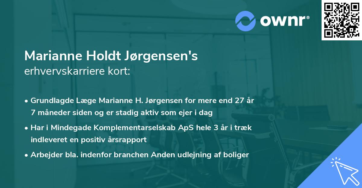 Marianne Holdt Jørgensen's erhvervskarriere kort