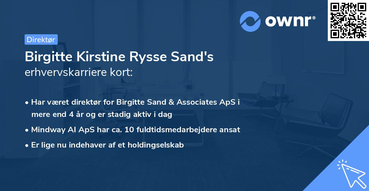 Birgitte Kirstine Rysse Sand's erhvervskarriere kort