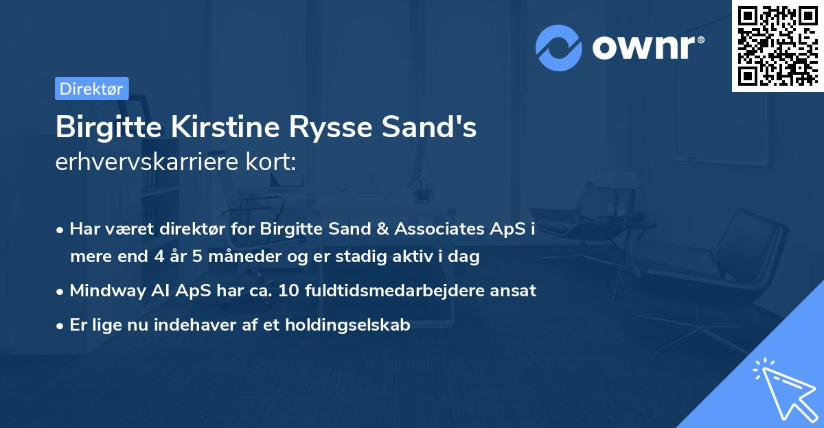 Birgitte Kirstine Rysse Sand's erhvervskarriere kort