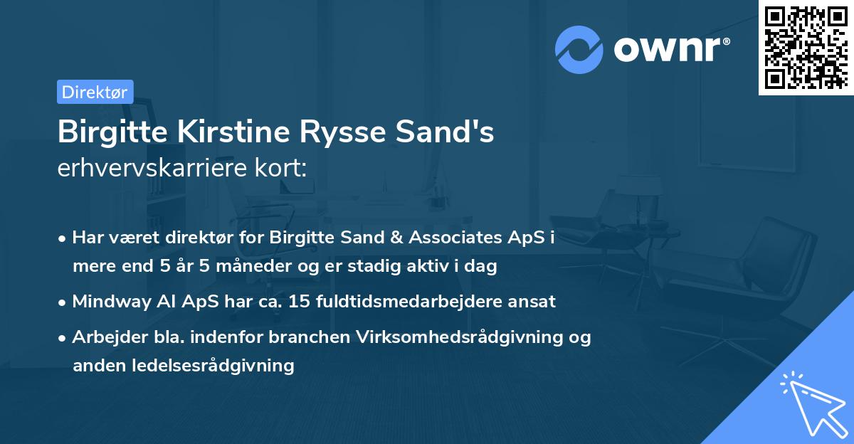 Birgitte Kirstine Rysse Sand's erhvervskarriere kort