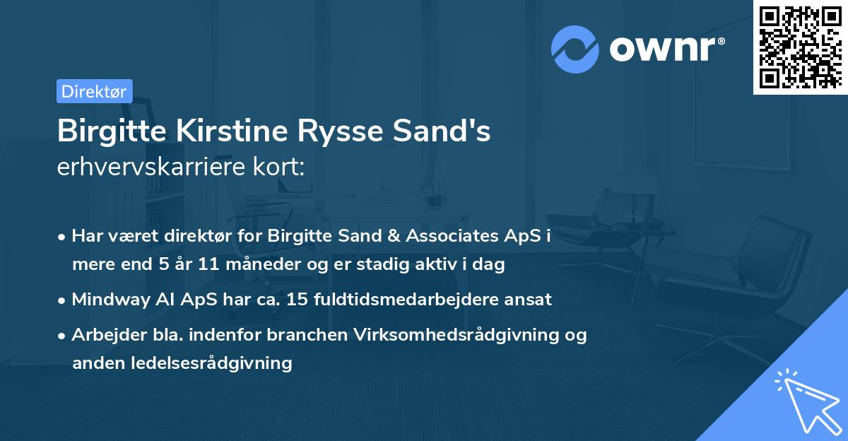 Birgitte Kirstine Rysse Sand's erhvervskarriere kort