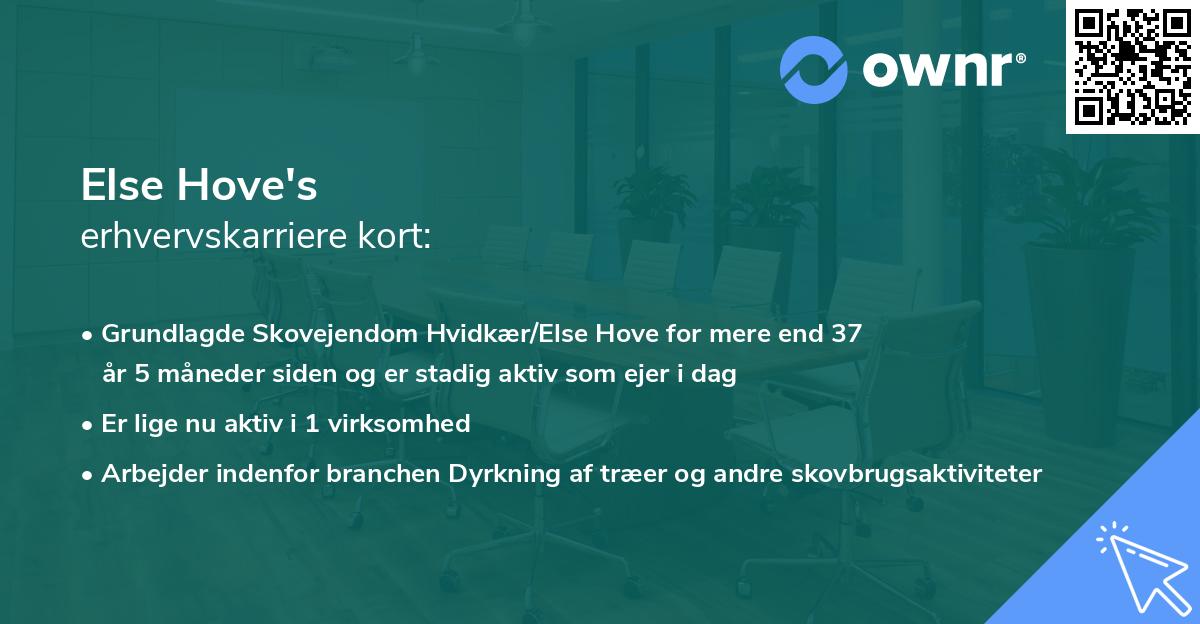 Else Hove's erhvervskarriere kort