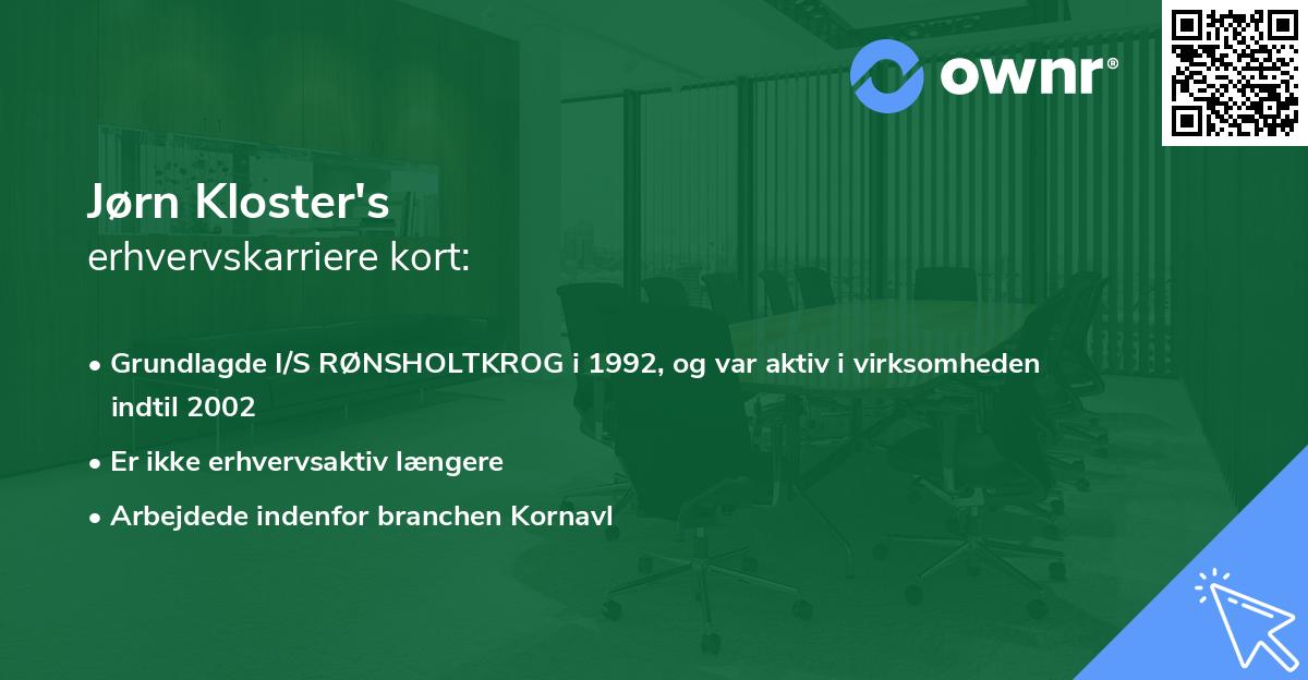 Jørn Kloster's erhvervskarriere kort