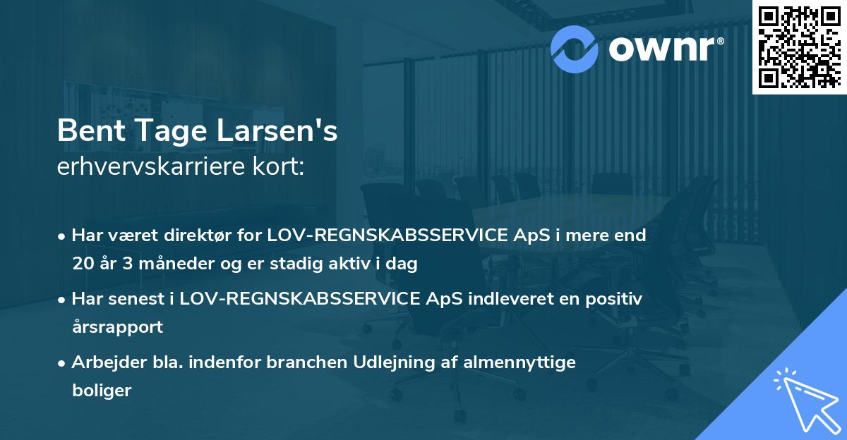 Bent Tage Larsen's erhvervskarriere kort