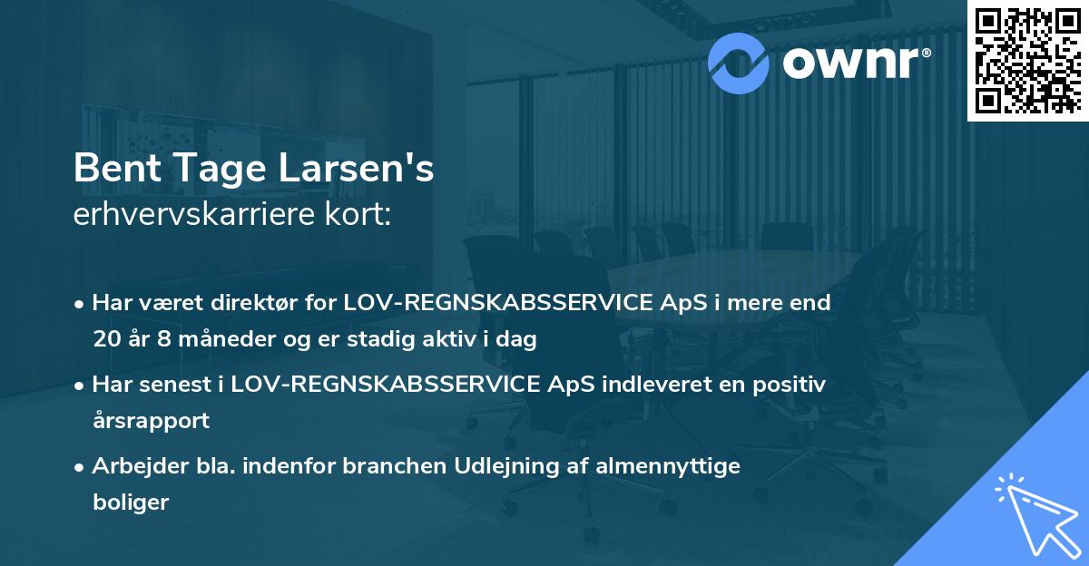 Bent Tage Larsen's erhvervskarriere kort