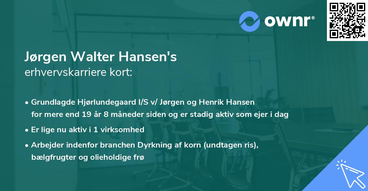 Jørgen Walter Hansen's erhvervskarriere kort