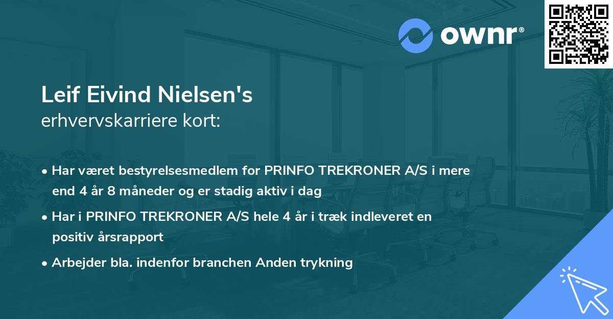 Leif Eivind Nielsen's erhvervskarriere kort
