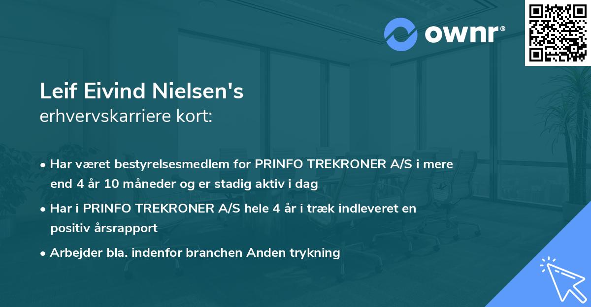 Leif Eivind Nielsen's erhvervskarriere kort