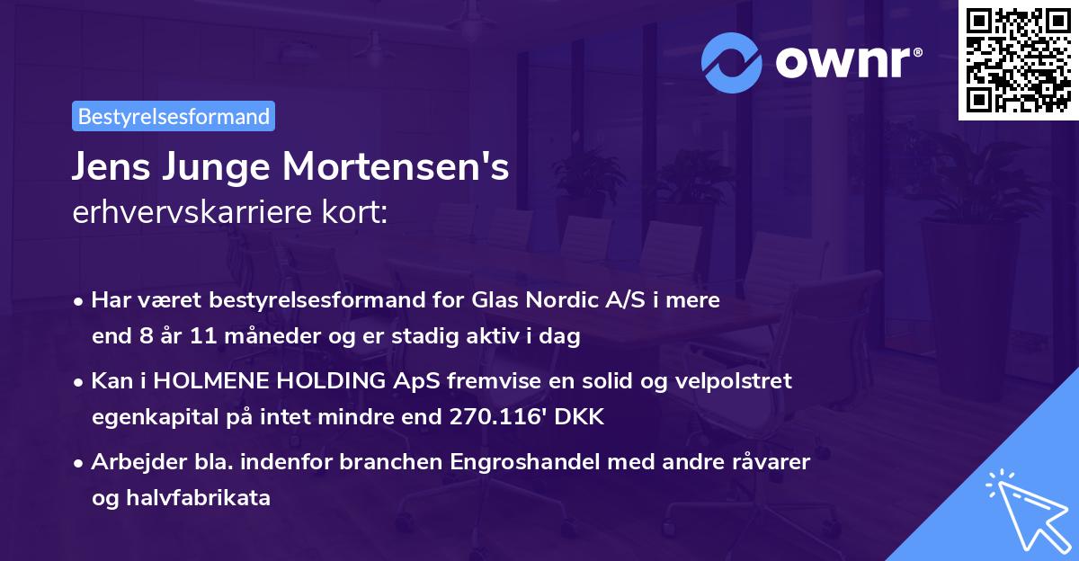 Jens Junge Mortensen's erhvervskarriere kort