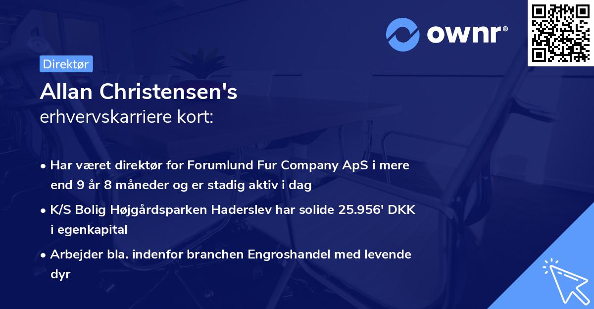 Allan Christensen's erhvervskarriere kort