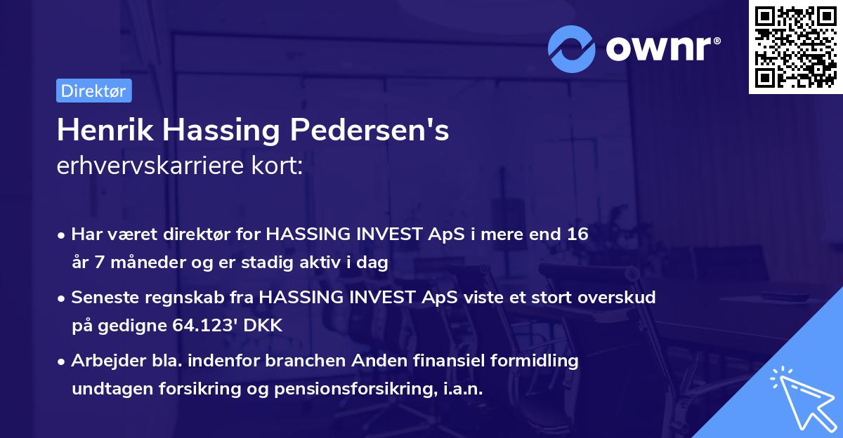 Henrik Hassing Pedersen's erhvervskarriere kort