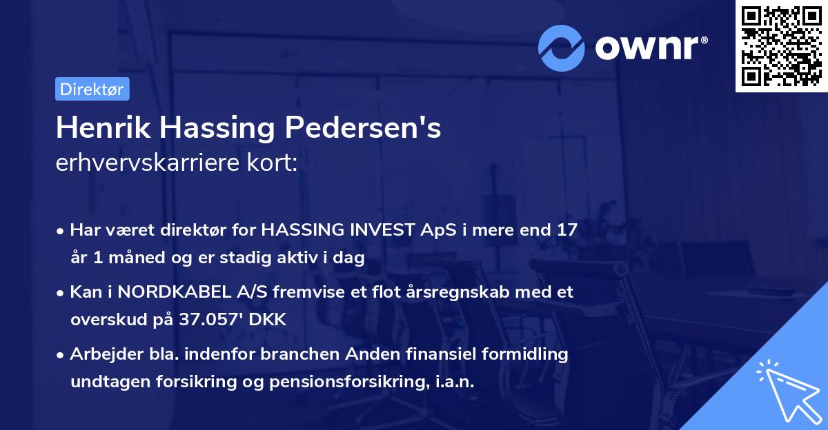 Henrik Hassing Pedersen's erhvervskarriere kort