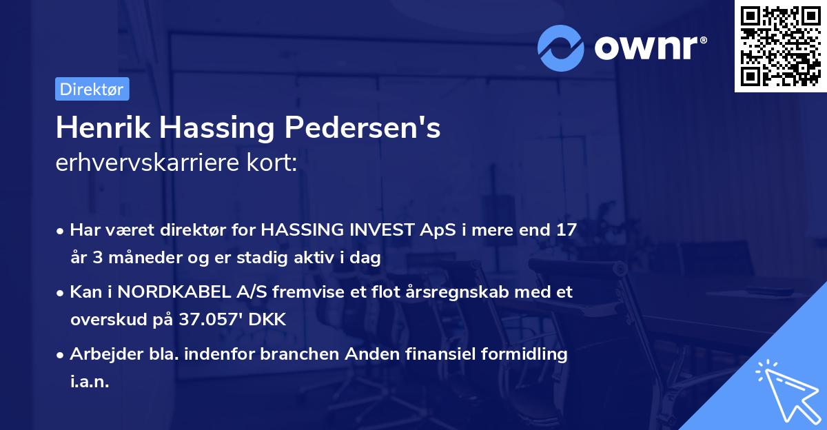 Henrik Hassing Pedersen's erhvervskarriere kort