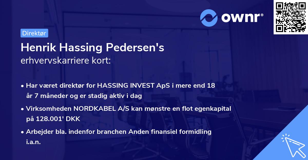 Henrik Hassing Pedersen's erhvervskarriere kort