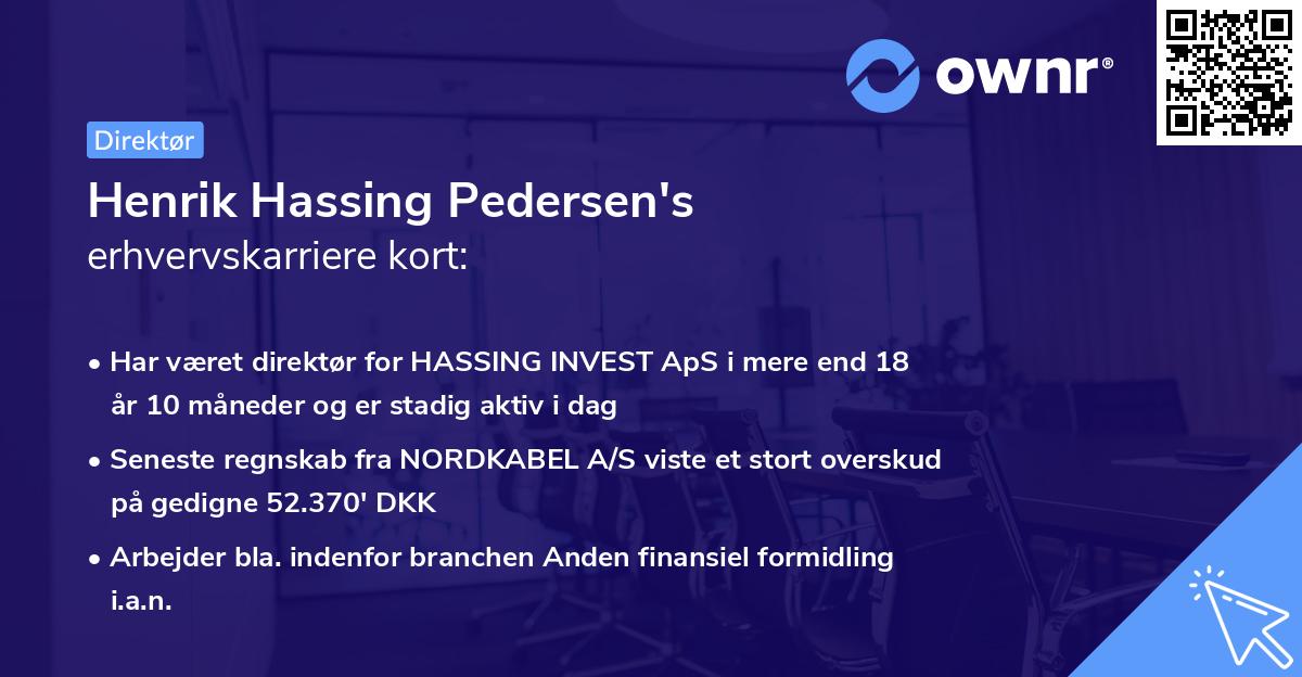Henrik Hassing Pedersen's erhvervskarriere kort