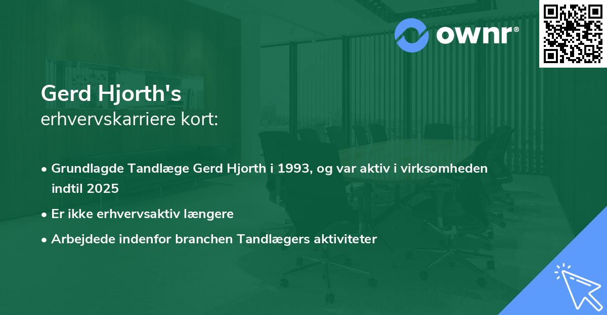 Gerd Hjorth's erhvervskarriere kort