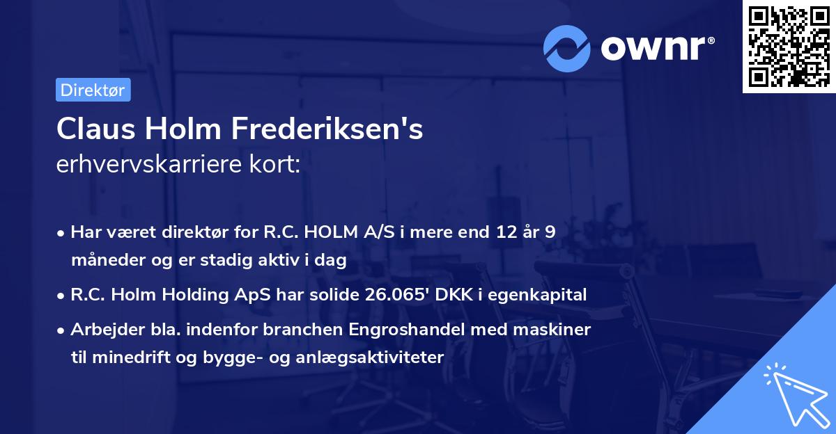 Claus Holm Frederiksen's erhvervskarriere kort
