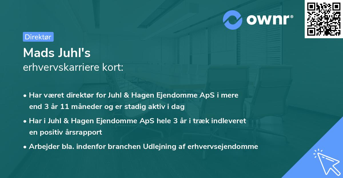 Mads Juhl's erhvervskarriere kort