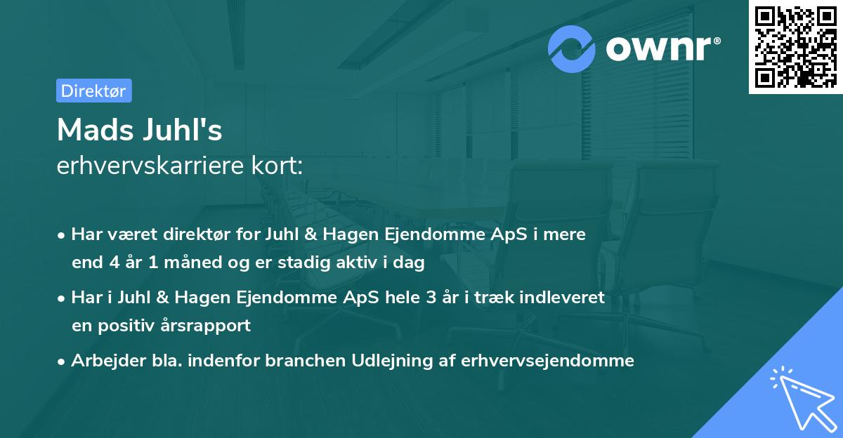 Mads Juhl's erhvervskarriere kort