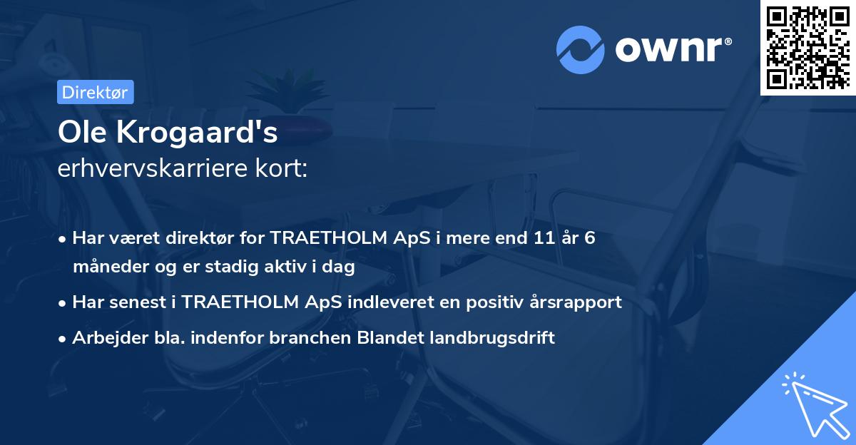 Ole Krogaard's erhvervskarriere kort