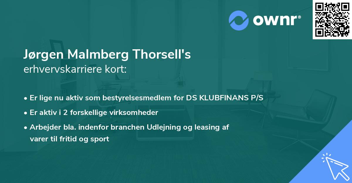 Jørgen Malmberg Thorsell's erhvervskarriere kort