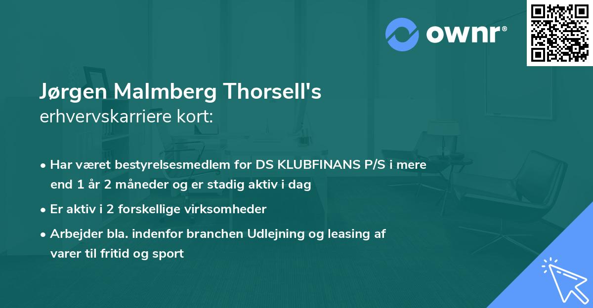 Jørgen Malmberg Thorsell's erhvervskarriere kort