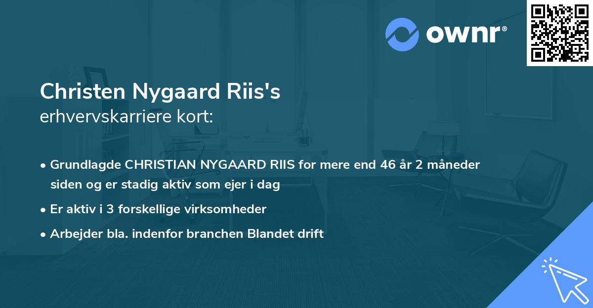 Christen Nygaard Riis's erhvervskarriere kort