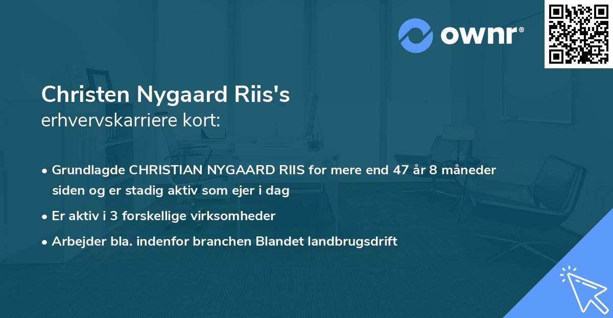 Christen Nygaard Riis's erhvervskarriere kort