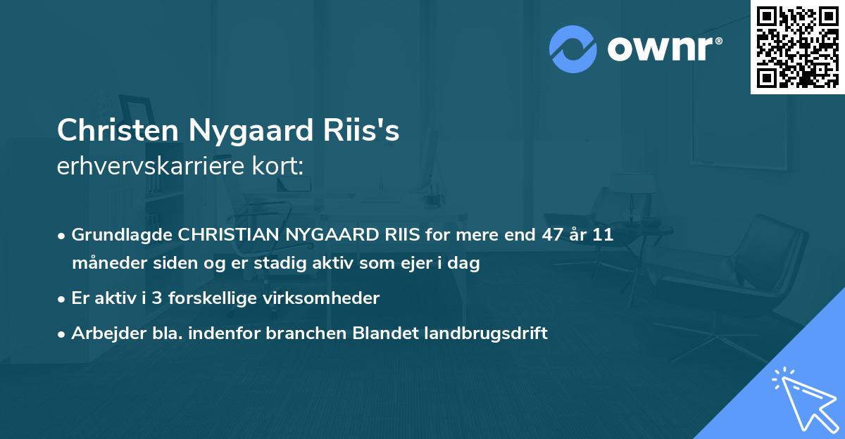 Christen Nygaard Riis's erhvervskarriere kort