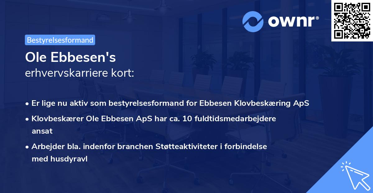 Ole Ebbesen's erhvervskarriere kort