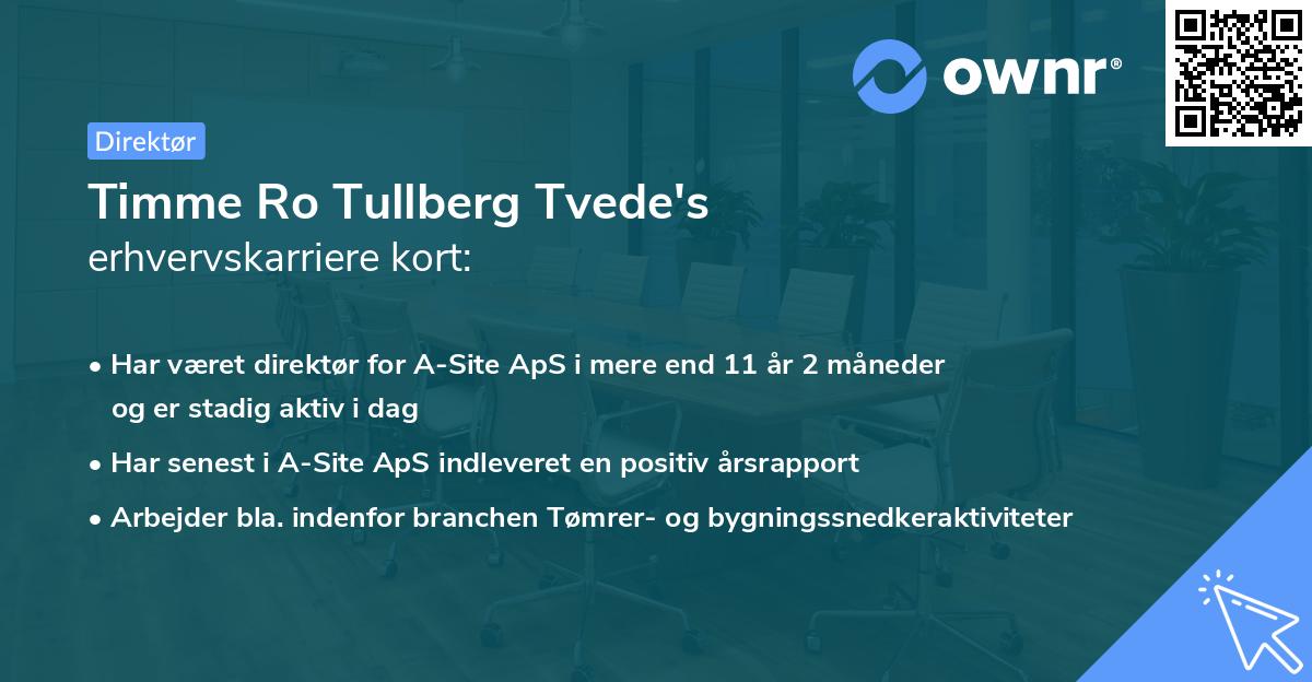 Timme Ro Tullberg Tvede's erhvervskarriere kort