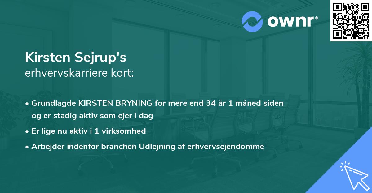 Kirsten Sejrup's erhvervskarriere kort