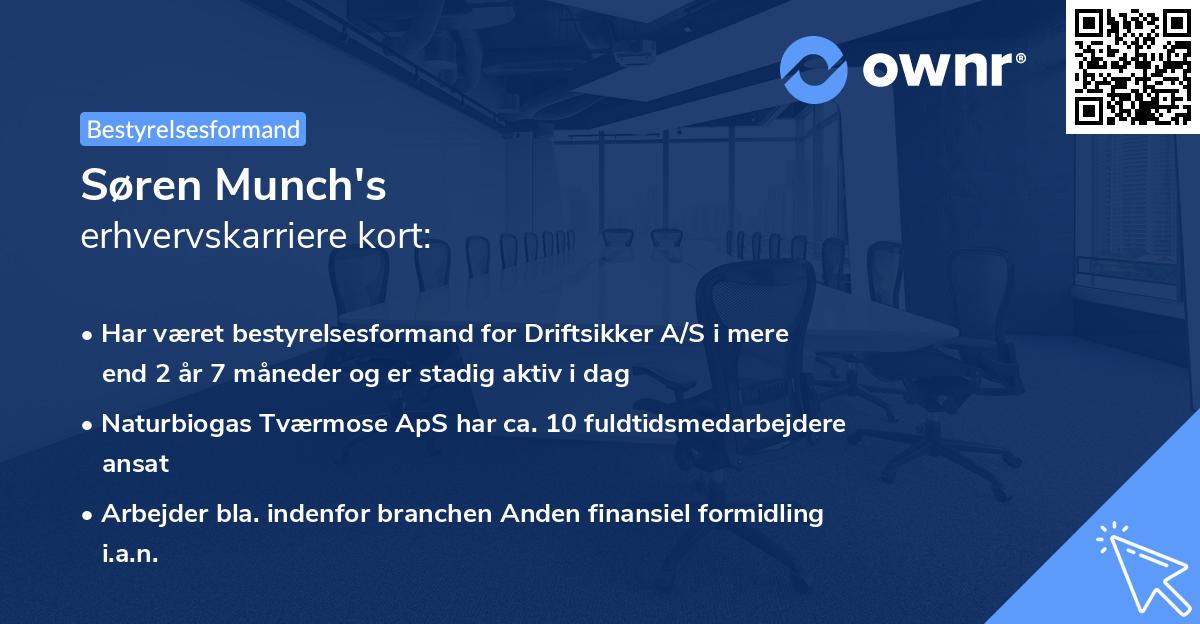 Søren Munch's erhvervskarriere kort